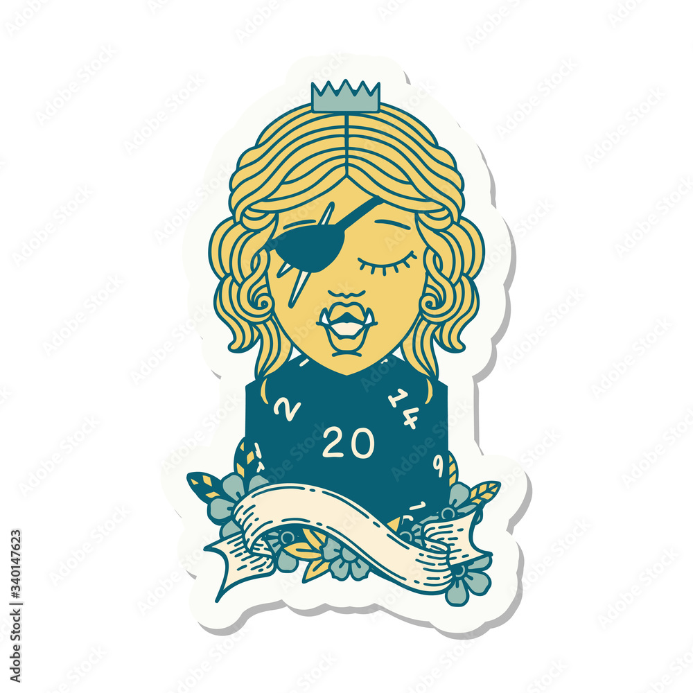 orc rogue character with natural twenty dice roll sticker orc rogue character with natural twenty dice roll sticker