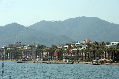 View of the city of Marmaris from the sea. Turkey