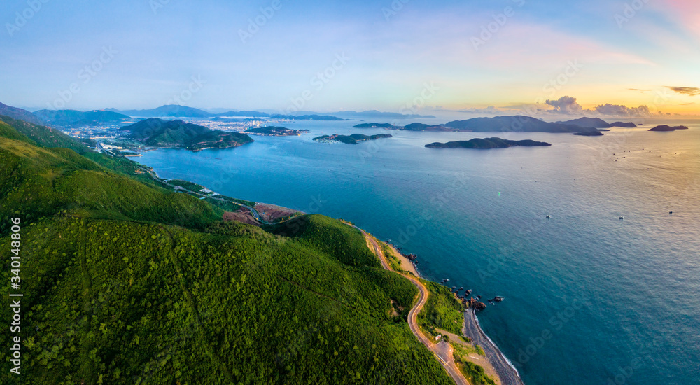 Aerial view of DT6571 road from Nha Trang city to Cam Ranh town, Khanh Hoa, Vietnam. Aerial view of DT6571 road from Nha Trang city to Cam Ranh town, Khanh Hoa, Vietnam.