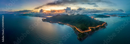 Aerial view of DT6571 road from Nha Trang city to Cam Ranh town, Khanh Hoa, V...