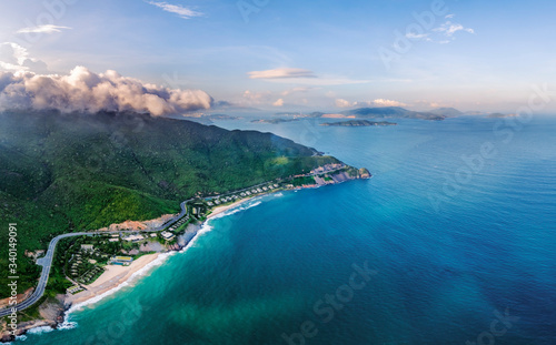 Aerial view of DT6571 road from Nha Trang city to Cam Ranh town, Khanh Hoa, V...