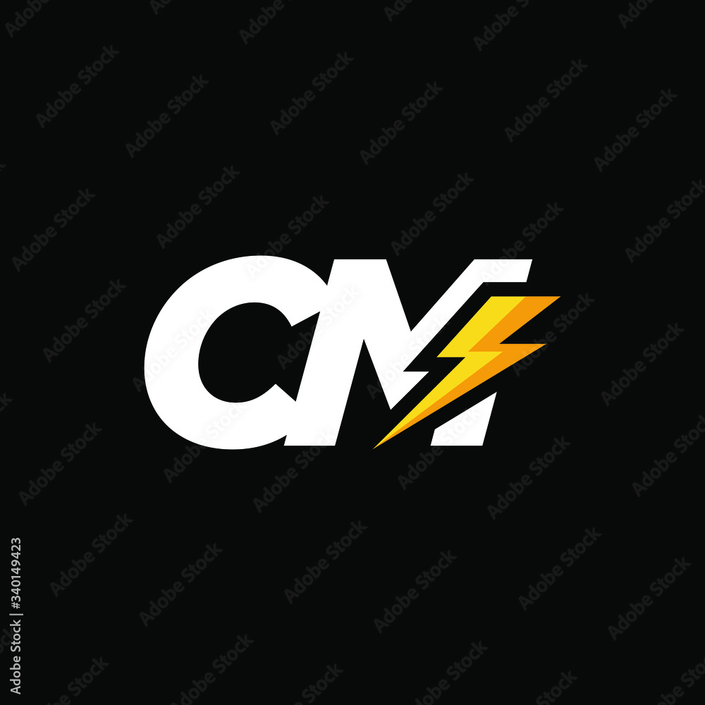 Initial Letter CM with Lightning Initial Letter CM with Lightning