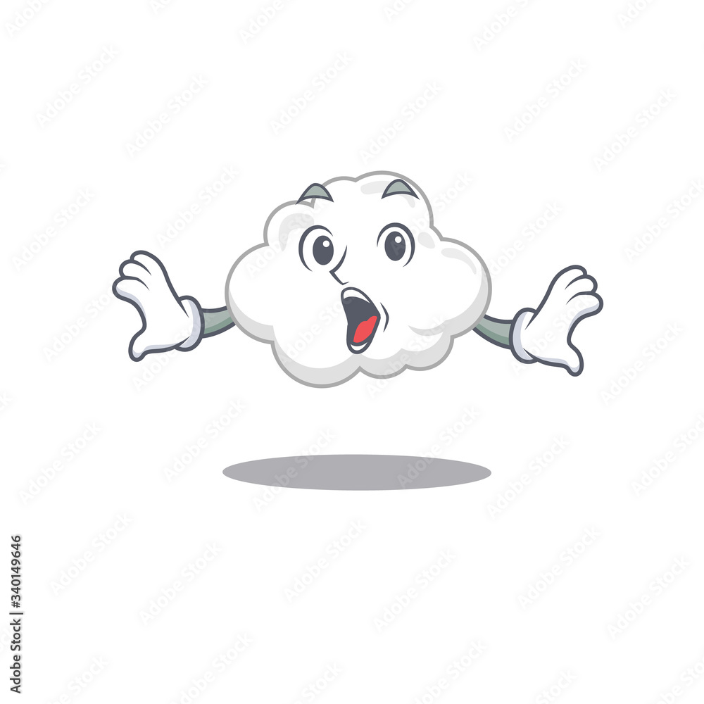 Cartoon design style of white cloud has a surprised gesture Cartoon design style of white cloud has a surprised gesture