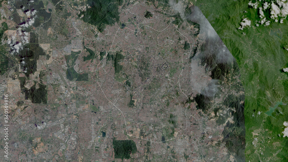 Fototapeta premium Kuala Lumpur, Malaysia - outlined. Satellite