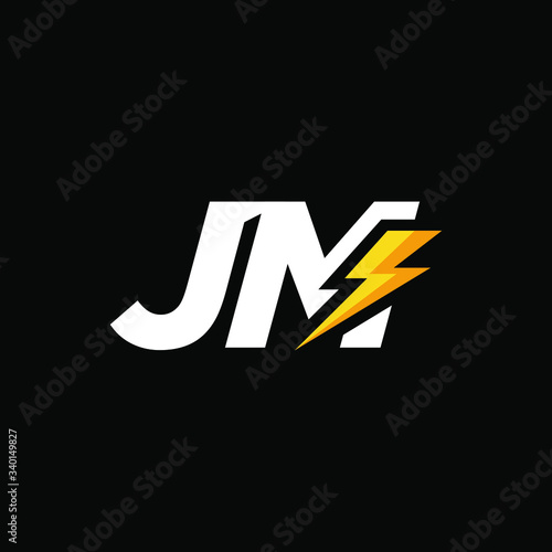 Initial Letter JM with Lightning