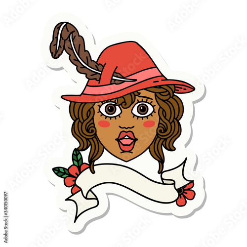 human bard character face sticker