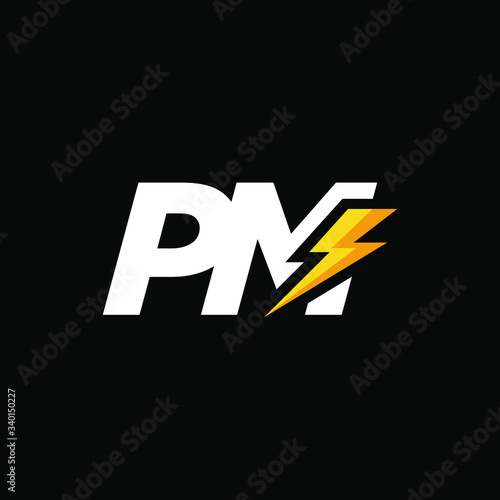 Initial Letter PM with Lightning