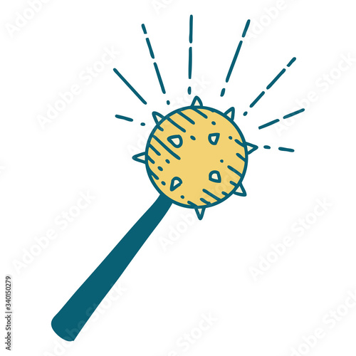 traditional tattoo style medieval mace