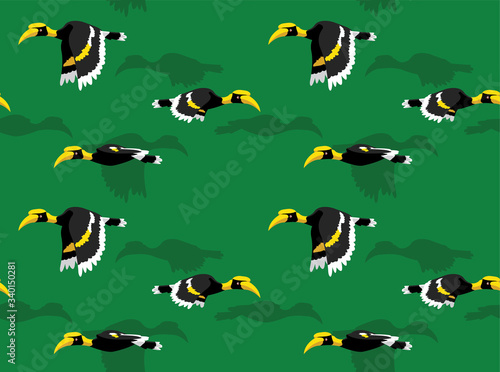 Great Hornbill Flying Animation Vector Seamless Background Wallpaper-01