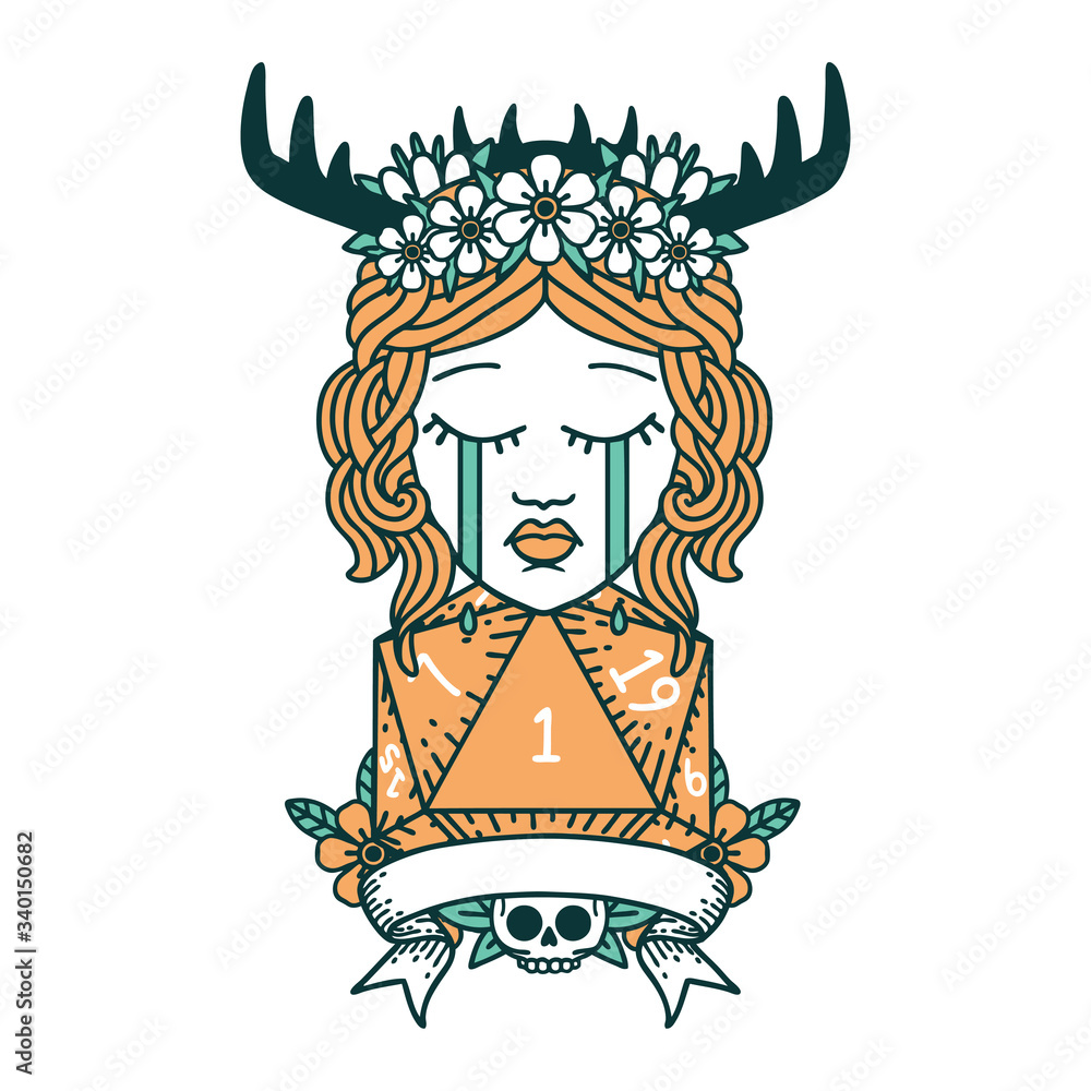crying human druid with natural one roll illustration crying human druid with natural one roll illustration