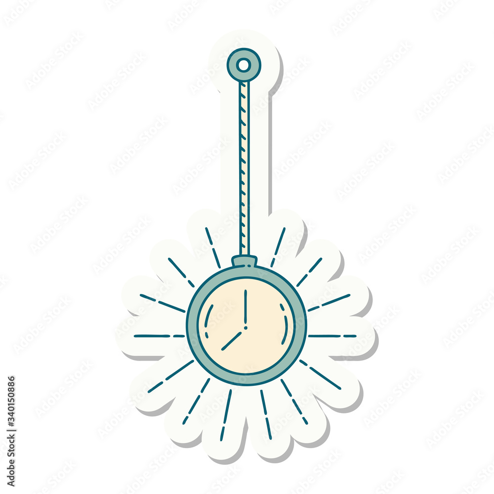sticker of tattoo style gold pocket watch sticker of tattoo style gold pocket watch