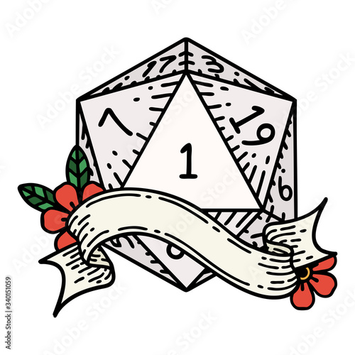 natural one d20 dice roll illustration