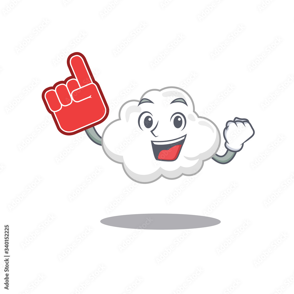 White cloud presented in cartoon character design with Foam finger White cloud presented in cartoon character design with Foam finger