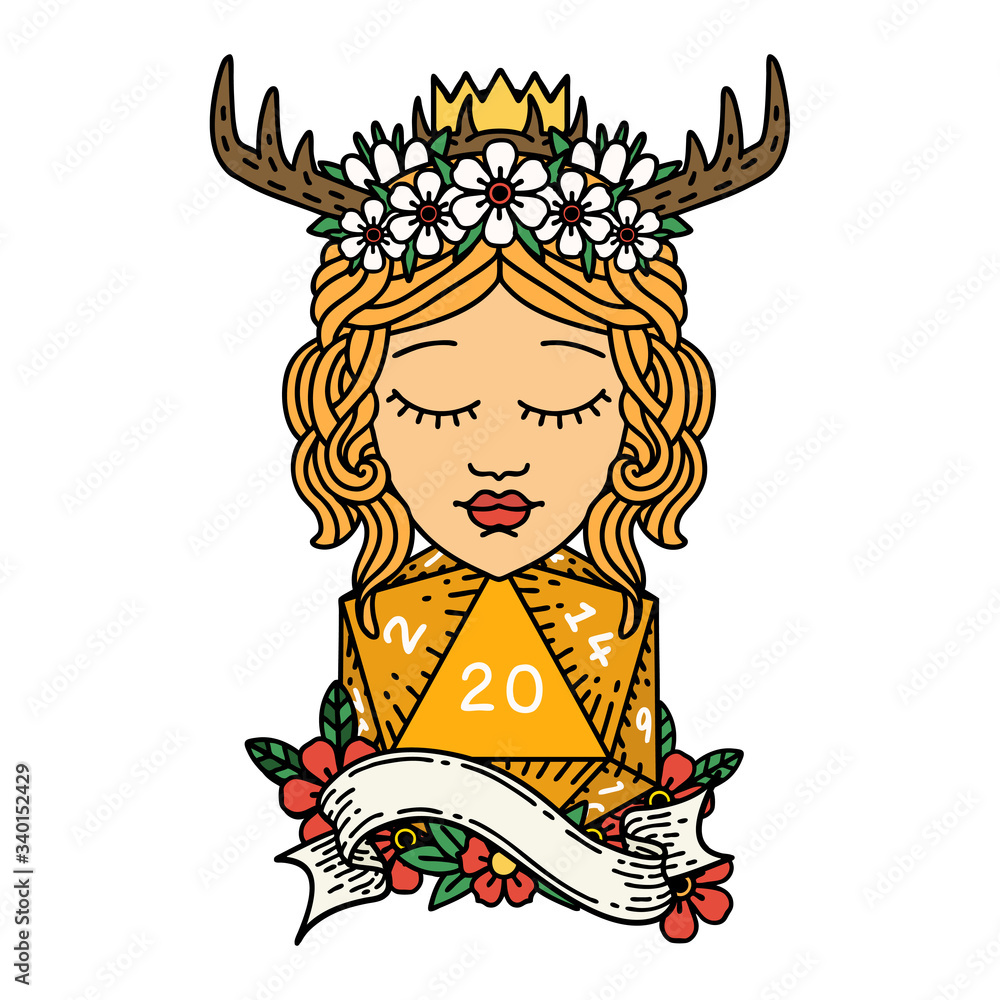 human druid with natural twenty dice roll illustration human druid with natural twenty dice roll illustration