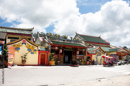 View landscape of Leng Chu Kiang or Chao Mae Lim Ko Niao Chinese Shrine for thai people travel visit and respect pray at Pattani on August 16, 2019 in Pattani, Thailand