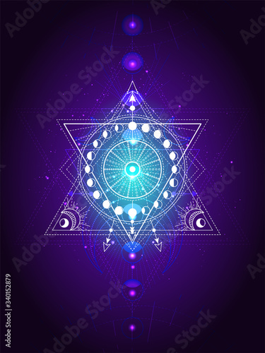 Vector illustration of Sacred geometry symbol on abstract background.