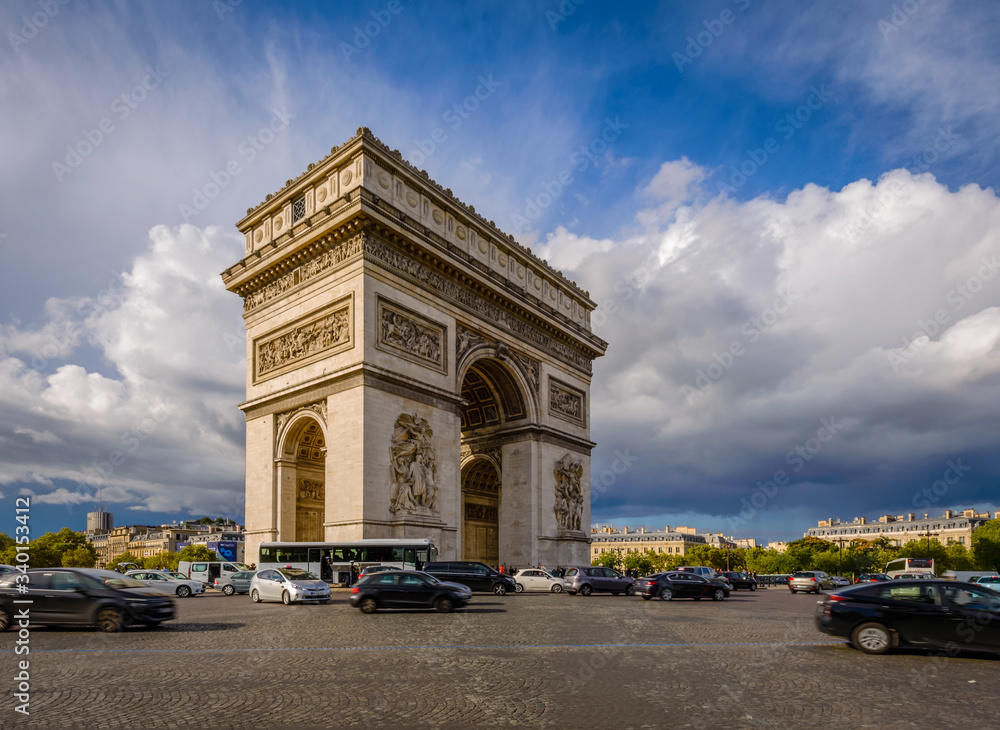 Sep 16/2017 The great gate in a cloudy afternoon at Paris, France Sep 16/2017 The great gate in a cloudy afternoon at Paris, France