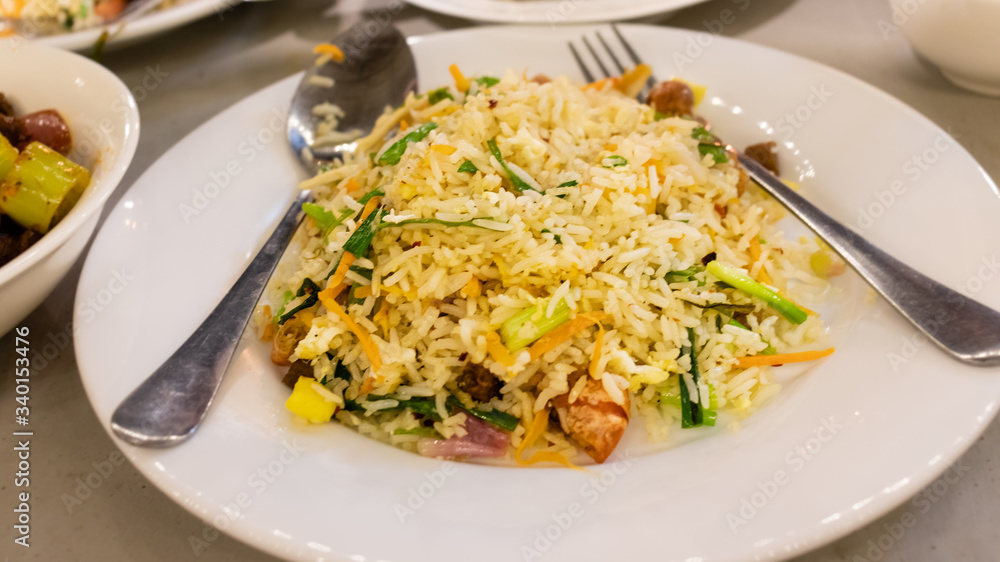 Sri lankan style fried rice in a plate