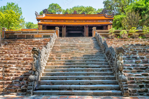 Aerial and general view of Vietnam ancient Tu Duc royal tomb and Gardens Of Tu Duc Emperor near Hue, Vietnam. A Unesco World Heritage Site