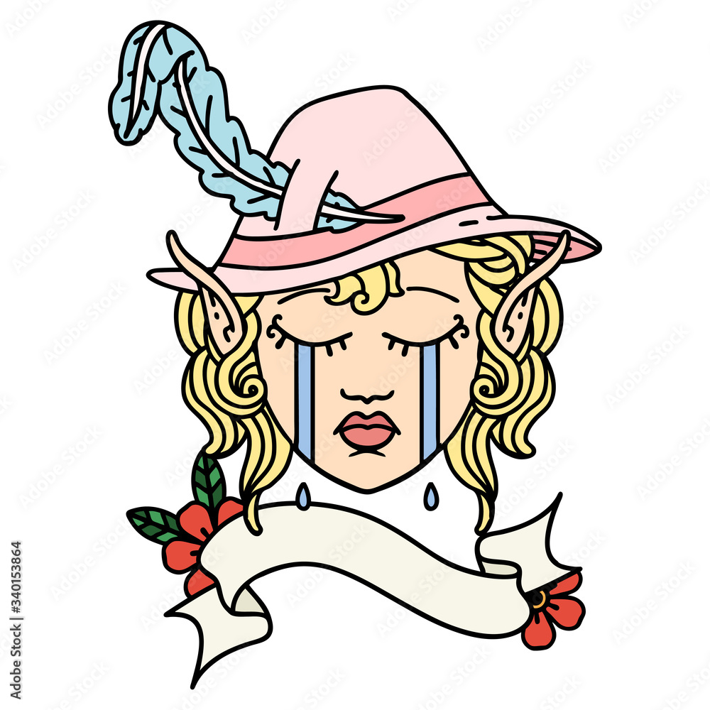 crying elven bard character illustration crying elven bard character illustration