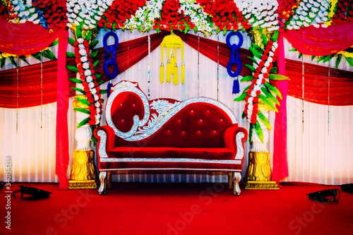 wedding stage for sitting for bride & groom photo