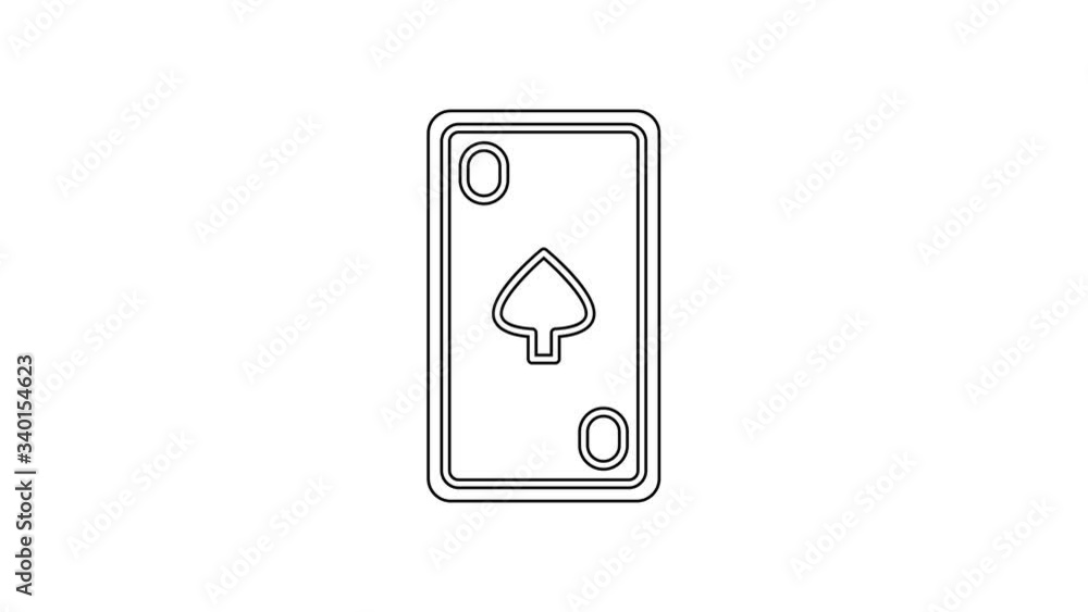 Black line Playing card with diamonds symbol icon isolated on white background. Casino gambling. 4K Video motion graphic animation Black line Playing card with diamonds symbol icon isolated on white background. Casino gambling. 4K Video motion graphic animation
