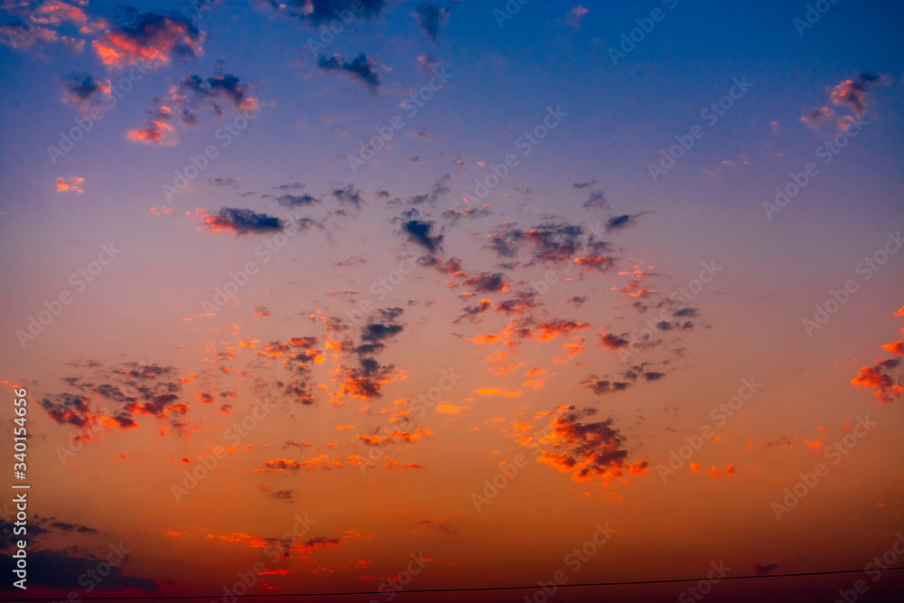 Orange Clouds On sky at sunset