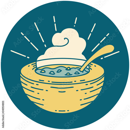 icon of tattoo style bowl of soup