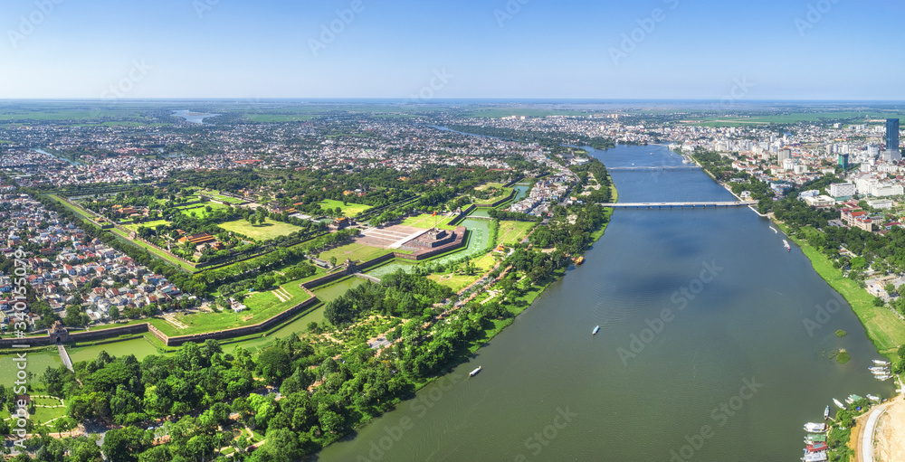 Aerial view of the Hue Citadel in Vietnam. Imperial Palace moat,Emperor palace complex, Hue Province, Vietnam Aerial view of the Hue Citadel in Vietnam. Imperial Palace moat,Emperor palace complex, Hue Province, Vietnam