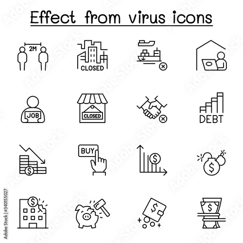 Effect from virus icon set in thin line style