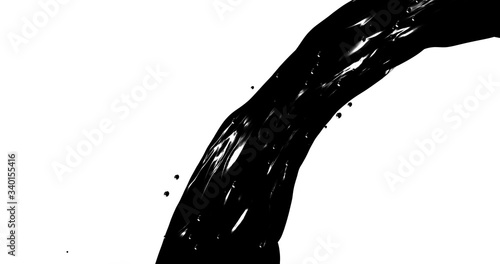 Abstract black flow . Oil Fluid texture. 3D rendering