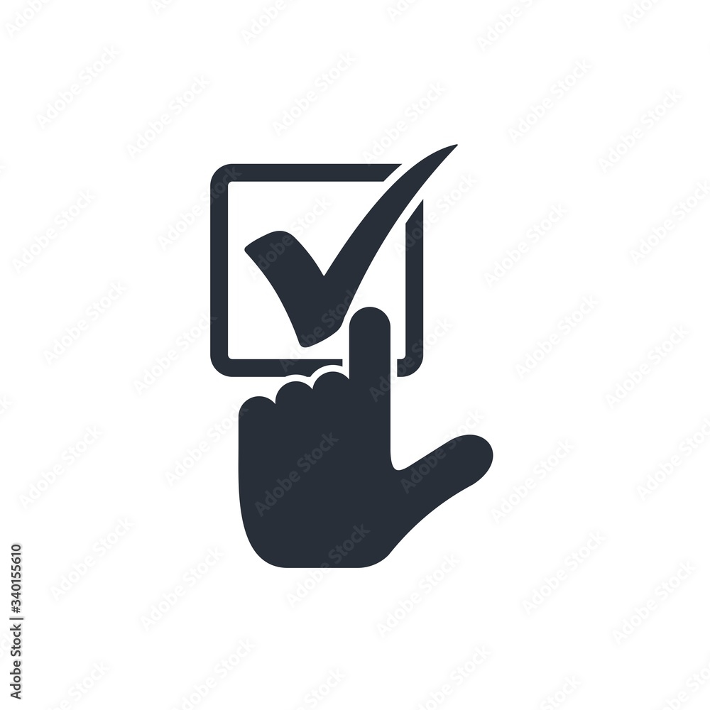 Click select, press. Ok,Check mark, Done Successful. Vector icon in flat style isolated on white background. Click select, press. Ok,Check mark, Done Successful. Vector icon in flat style isolated on white background.