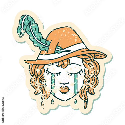 crying human bard grunge sticker