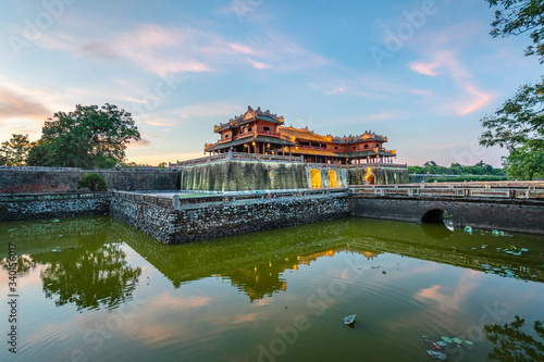 Wonderful view of the “ Meridian Gate Hue “ to the Imperial City with the Pur...