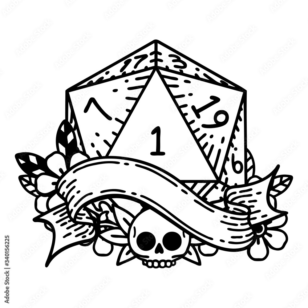 natural one d20 dice roll illustration natural one d20 dice roll illustration