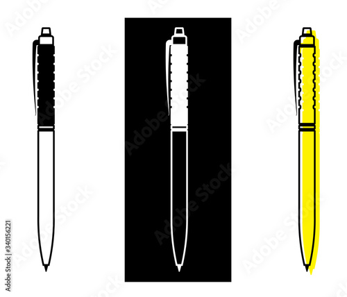 ballpoint pen icon in various colors. Design element. Isolated vector on white background