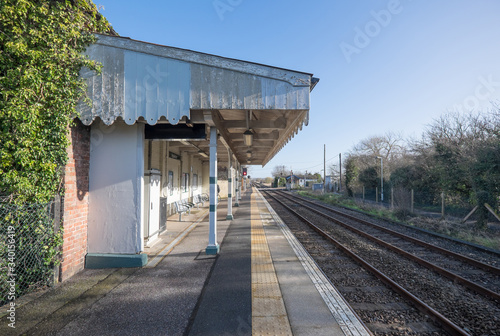 Appledore, Kent, United Kingdom - March 9, 2020: Looking along the rail platform at Appledore train station, UK