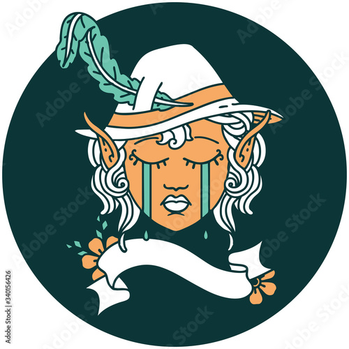 crying elven bard character icon