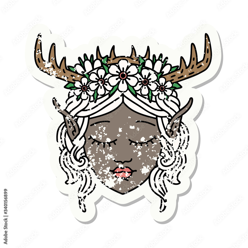 elf druid character face illustration elf druid character face illustration