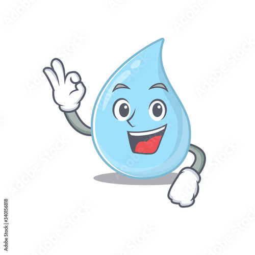 Raindrop mascot design style with an Okay gesture finger