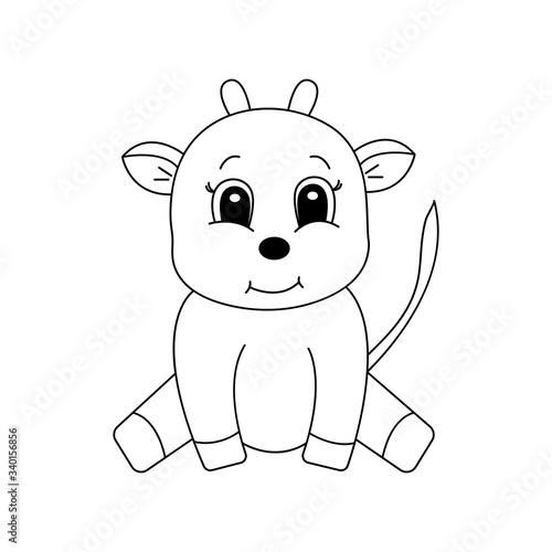 Hand drawn goat  of black contour isolated on white background. Design element for coloring book. Vector. 