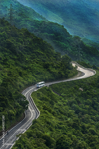 Aerial view of Hai Van pass from Hue to Da Nang, Bach Ma mountain, Hue area, Vietnam.