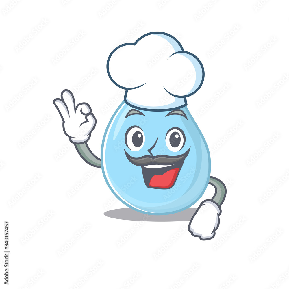 Raindrop chef cartoon design style wearing white hat Raindrop chef cartoon design style wearing white hat
