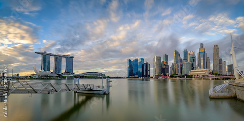 Photography Singapore 2018 Early morning at Marina bay with dramatic blue sky