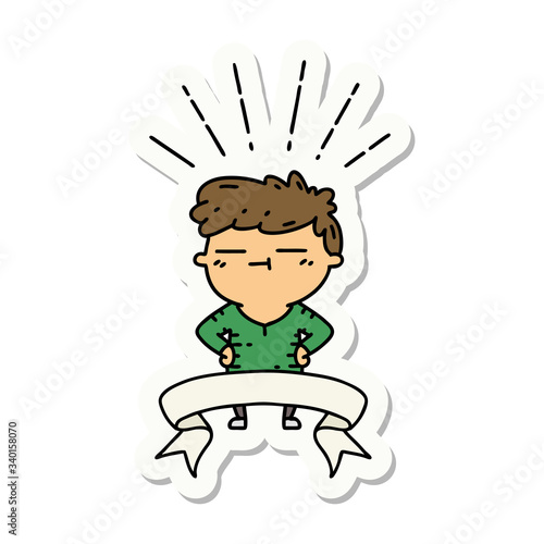 sticker of tattoo style happy man