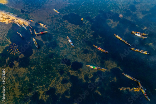 Aerial view of Quang Loi lagoon in Tam Giang lagoon, near Hue city, Vietnam