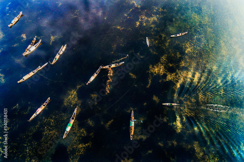 Aerial view of Quang Loi lagoon in Tam Giang lagoon, near Hue city, Vietnam