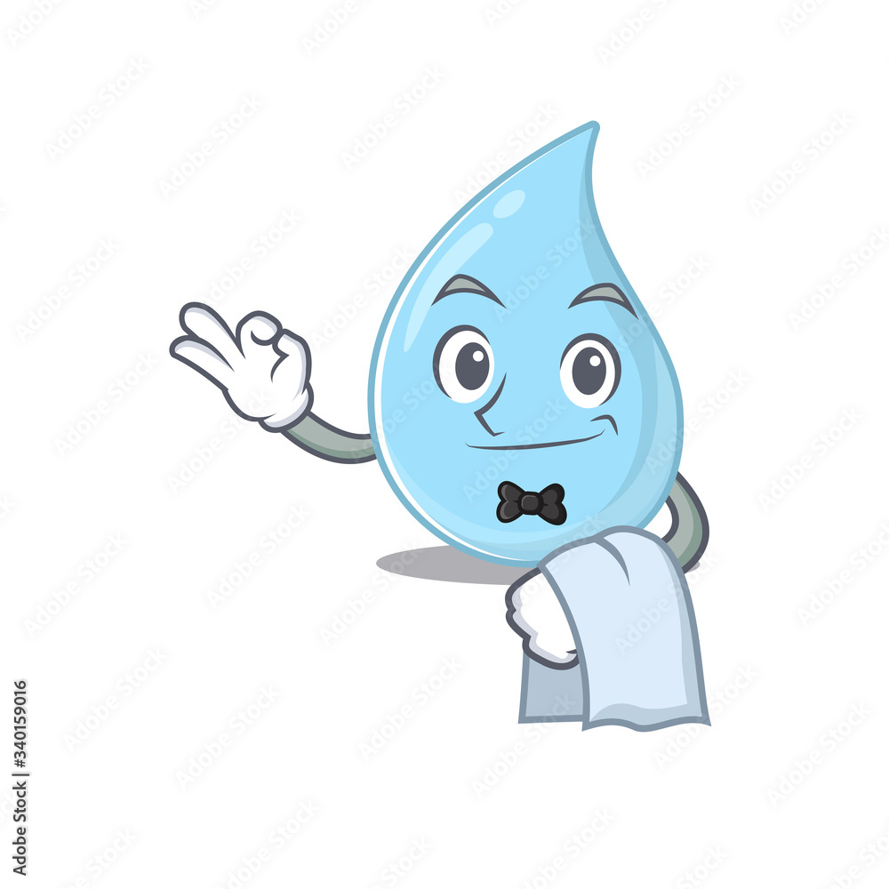 A cartoon character of raindrop waiter working in the restaurant A cartoon character of raindrop waiter working in the restaurant