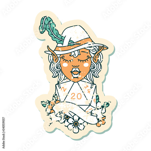 elf bard character with natural twenty illustration