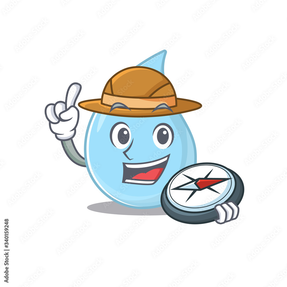 mascot design concept of raindrop explorer with a compass mascot design concept of raindrop explorer with a compass